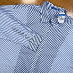 J.McLaughlin Dylan Blouse XL Blue White Mixed Stripe Cotton Button Down $178